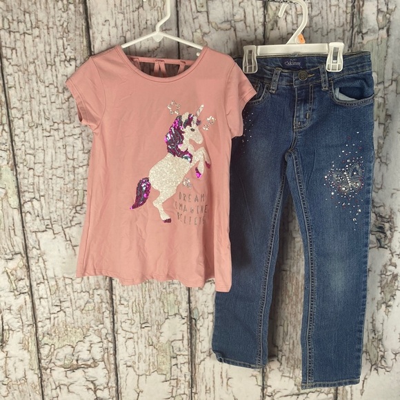 GAP Other - Justice, Gap, Unicorn  jeans/tops sparkle girly pink feminine four piece lot 6/7